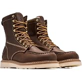 SUREWAY 8in Moc Toe Work Boots for Men, Wedge Sole, Steel/Soft Toe | Full-grain leather with Goodyearwelt, comfort insole, EH protection, oil and slip-resistant wedge sole