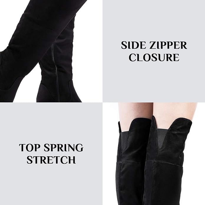 Katliu Womens Thigh Boots Stacked