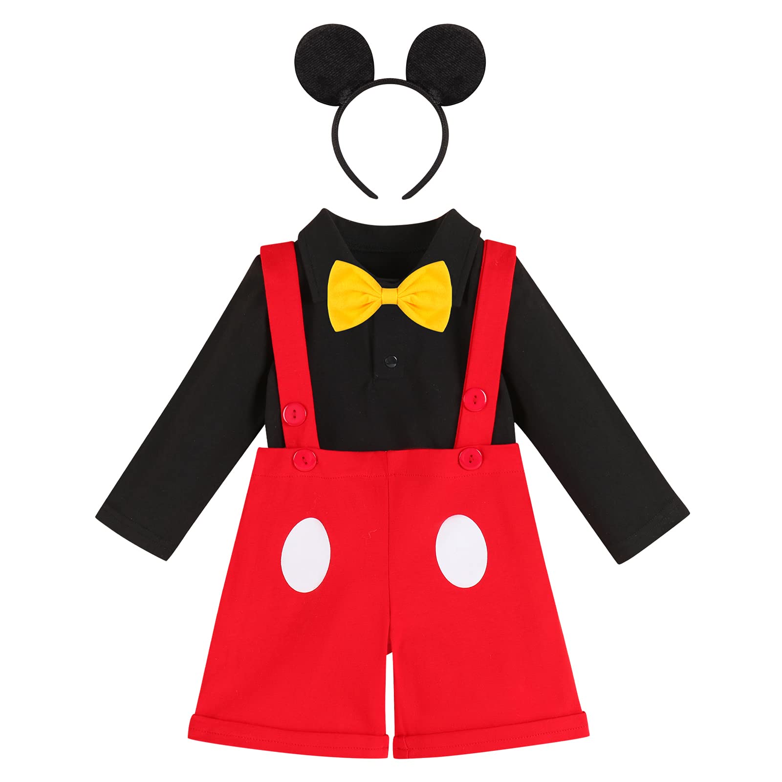 Photo 1 of **NEEDS TO BE CLEANED** IBTOM CASTLE Gentleman First Birthday Cake Smash Outfits for Baby Boys Formal Suit Romper+Bow Tie+Suspenders Overalls Bib Pants Ears Halloween Fancy Dress Clothing Set Red-Long Sleeve 18-24 Months