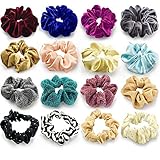 24 Pcs Large Scrunchies for Hair Elastic Hair Bands, Premium Scrunchy Hair Ties with Velvet, Silk , Neon, Cotton, Satin, Chiffon, Scrunchie Ponytail Holder No hurt, Soft for Women or Girls Hair Access