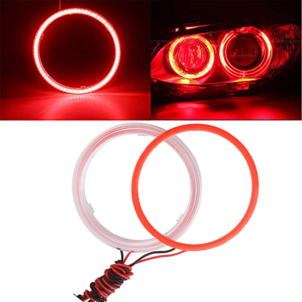 Qasim 1 pair of LED COB Angel Eyes 60MM 2.36'' Red Halo Rings with Plastic Shell 45SMD for Car Motor DRL Headlight Fog Light DC 12V