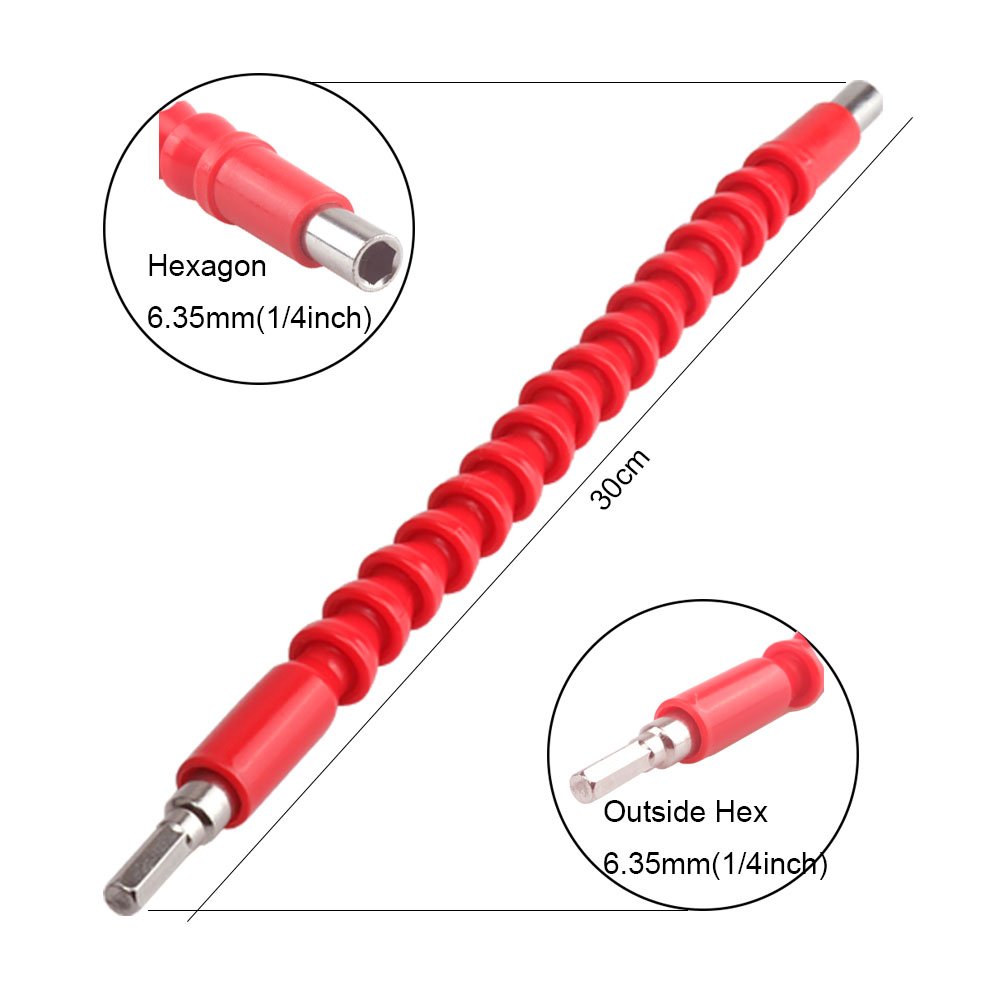 DR. Machinist 2Pcs 11.8 Inch Flexible Extension Screw Drill Bit Holder with Magnetic Quick Connect Shaft Tip, Hexagon Drill Connection Size of 1/4 Inch