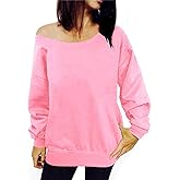 RJXDLT Women's Off Shoulder Casual Sweatshirt Pullover Long Sleeve Slouchy Shirt Top Blouse
