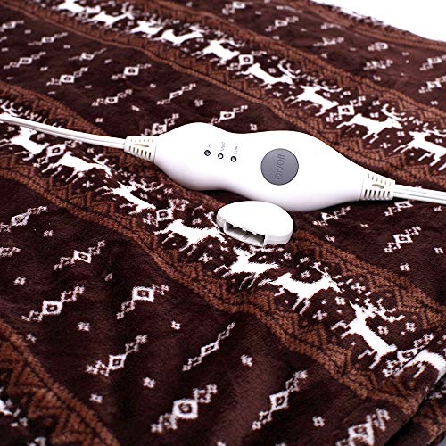Tefici Washable Heated Throw Blanket with Fast Heating Technology, 3 Temperature Settings,Overheating Protection and Auto Shut Off 50”x 60”(Moose Pattern)