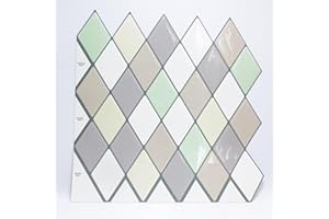 10-Sheet Peel and Stick Backsplash for Kitchen Bathroom, Ist Momoreo Multicolor Diamond Tile Backsplash Self Adhesive 12"x12" - Soft Brown