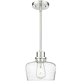 Emak 8 Inch Pendant Lights Kitchen Island, Modern Brushed Nickel Pendant Light Fixtures with Seeded Glass Shade, 1 Light Hang