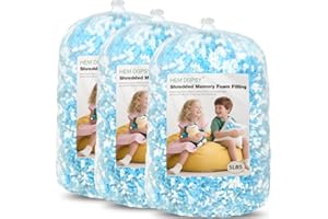 Hem Dgpsy 15lbs Shredded Gel Memory Foam Filling for Bean Bag Chair, Real Memory Foam Stuffing for Cooling Pillow, Couch, Pouf Beanbag Chair, Dog Bed, Cushion, Art Crafts