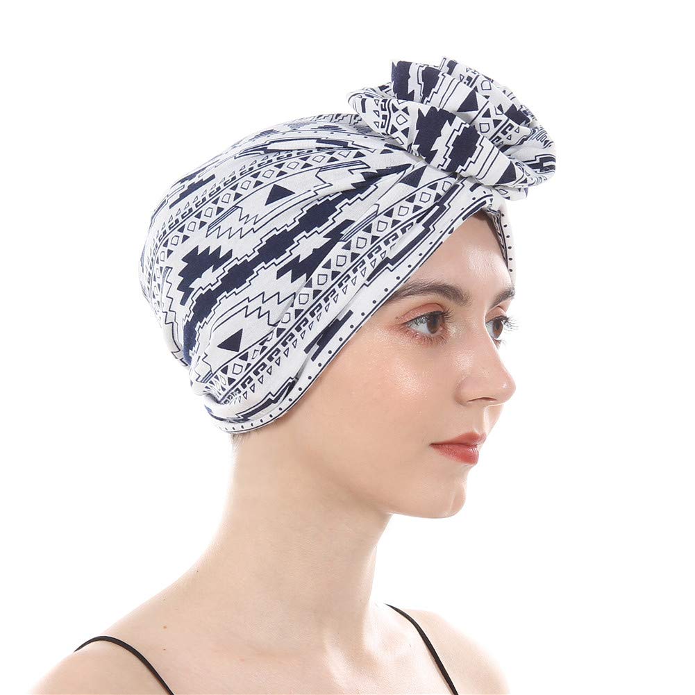 Women's Cotton Turban Beanie - Elastic Sleep Bonnet & Chemo Cap For Hair Loss