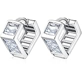 14K Gold Square Moissanite Earrings, Minimalist Huggie Hoop Earrings for Women, Ideal for Daily Elegance