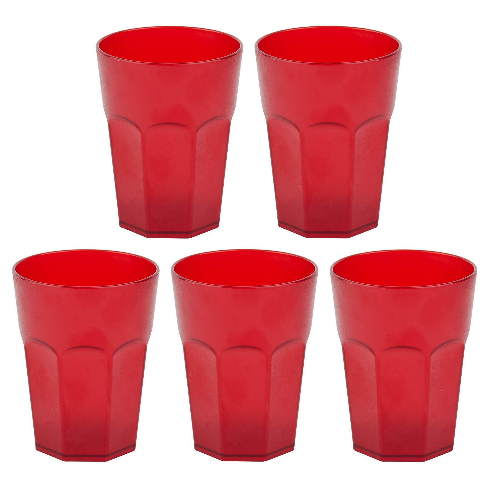 ENGELLAND 5 x Plastic Cups Drinking Cups Party Cups Plastic Cups Drinking Glasses Reusable Cocktail Cups Red 0.25 L