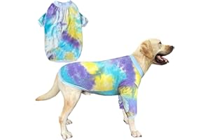 PriPre Tie Dye Dog Clothes for Extra Large Dogs Breathable Cotton Dog Shirt Dog Pajamas Big Dogs Boy Girl Blue 2XL