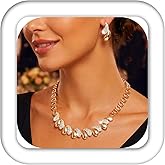 Aukmla Gold Rhinestone Jewelry Set Sparkly Necklace Earrings Sets Prom Costume Jewelry for Women
