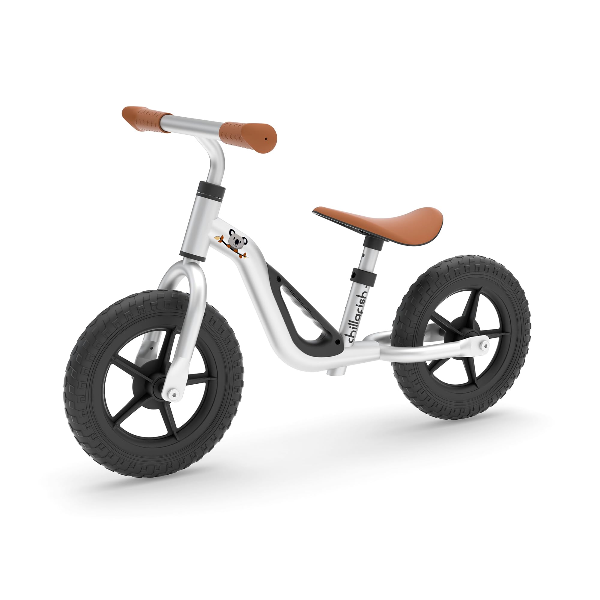 Chillafish Lightweight Kids' Balance Bike - Silver | Adjustable Seat & Handlebar Balance Bike with Puncture-Proof Wheels, a Carry Handle & Custom Moulded Seat for Toddlers | Ages 18 Months to 4 Years