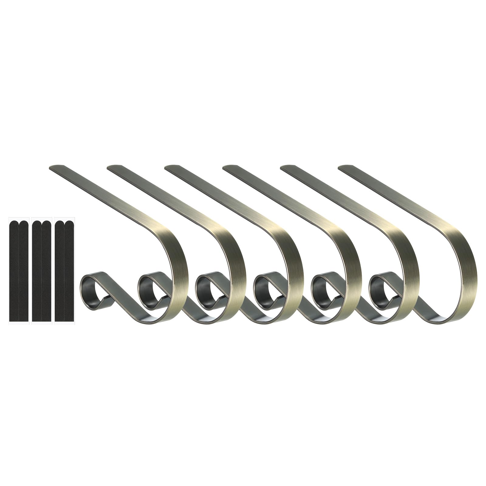 PATIKIL Christmas Stocking Holders, 6pcs Stocking Holder Stand Anti-Slip Metal Hooks Multi-use Adjustable for Fireplace Indoor Christmas Decorations, Nickel