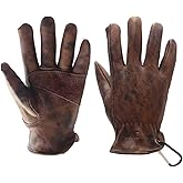 BARENNSU Leather Work Gloves for Men, Genuine Cowhide Men's Leather Gloves, Ideal for Construction, Outdoors work