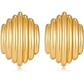 CUFELMU Gold Plated Chunky Vintage Earrings for Women Trendy Textured Stud Earrings