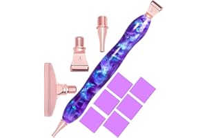 Praise V Do Diamond Painting Art Drill Pen Kit with Screw Steel Rose Metal Tip Nibs Placers Tool Accessories, Ergonomic Diamond Art Pen for 5D Diamond Paint Bead Dot GalaxyPurple