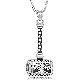 XSMZB Viking Thor Hammer Cremation Jewelry for Ashes Tree of Life Hammer Keepsake Ashes Necklace for Human Pet Funeral Memorial Pendant