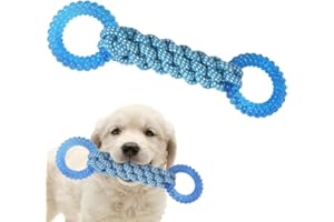 COMFPET Interactive Dog Toy Tug-of-war Toy, Dental Cleaning Chew Toys for Boredom, Outdoor Toy for Small Medium Large Dogs(Blue Rings)