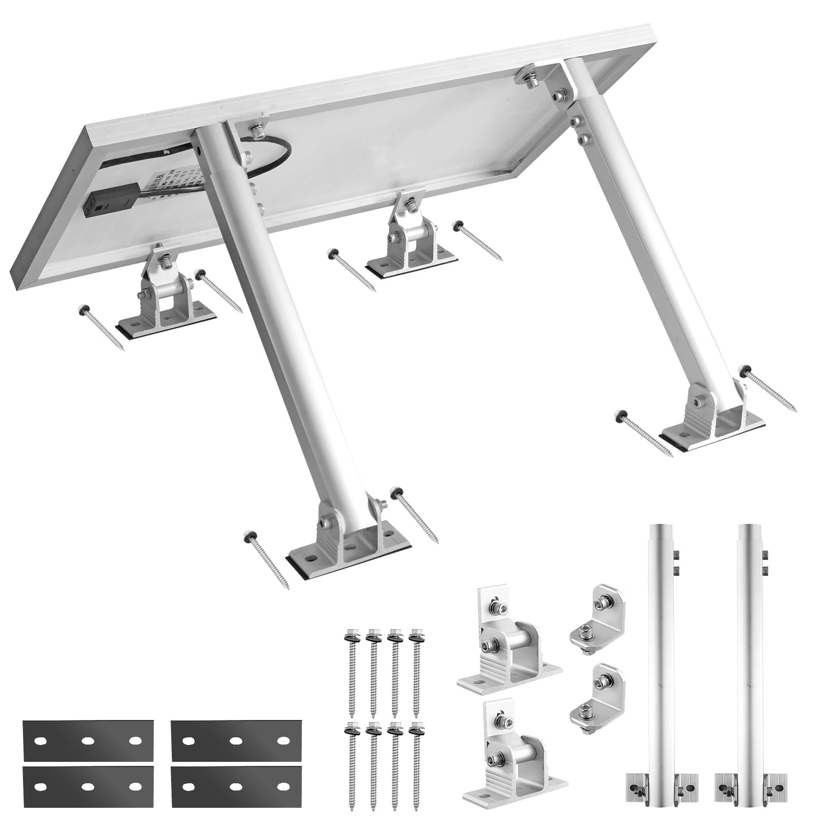Photo 1 of Anbte 1 Set Adjustable Solar Panel Tilt Mount Brackets, 15-30° Adjustable Aluminum Solar Mounting Brackets Support 50W 70W 100W 150W 200W 300W 400W Panels, for Flat Surface, RV, Roof, Boat, Silver