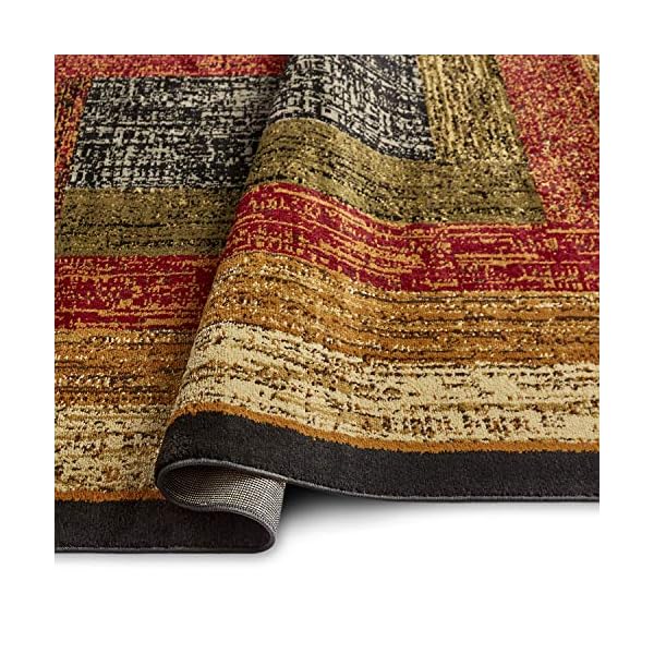 Home Dynamix Vega Modern Area Rug, Geometric Black/Brown/Red 3'3"X5'2