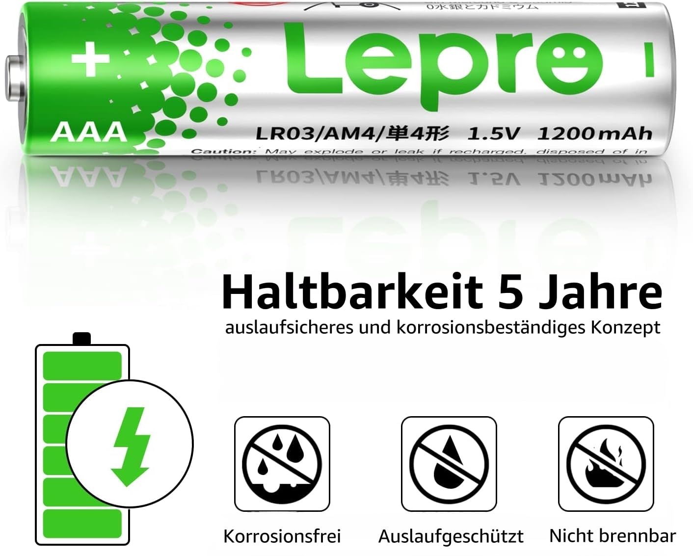 Lepro AAA Batterien, 100 Stück, Alkaline Batterie AAA mit 1.5V - Langlebig, Leistungsstark & Auslaufsicher, Ideal für Fernbedienungen, Spielzeug, Uhren, Taschenlampe UVM 3
