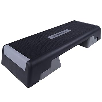 ScSPORTS Aerobic-Fitness-Steppbrett/Stepper/Stepbench, 2-Fach höhenverstellbar, 88 x 32 x 16/25 cm, schwarz grau