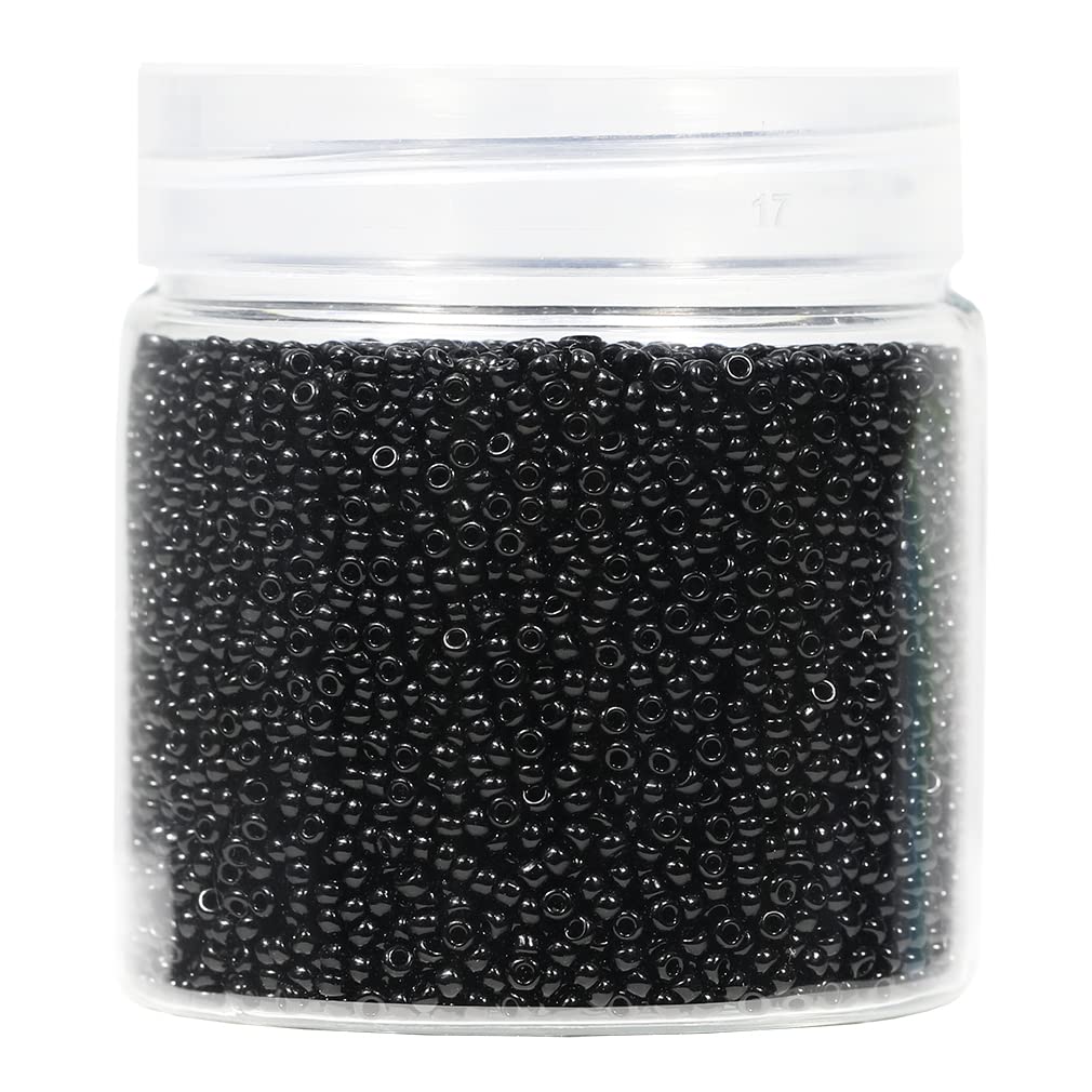 Bala&Fillic Size 2mm Round Seed Beads 10000pcs/110 Grams in Box 12/0 Black Small Craft Seed Beads for Making Jewelry Earring Bracelets Necklace (Black)