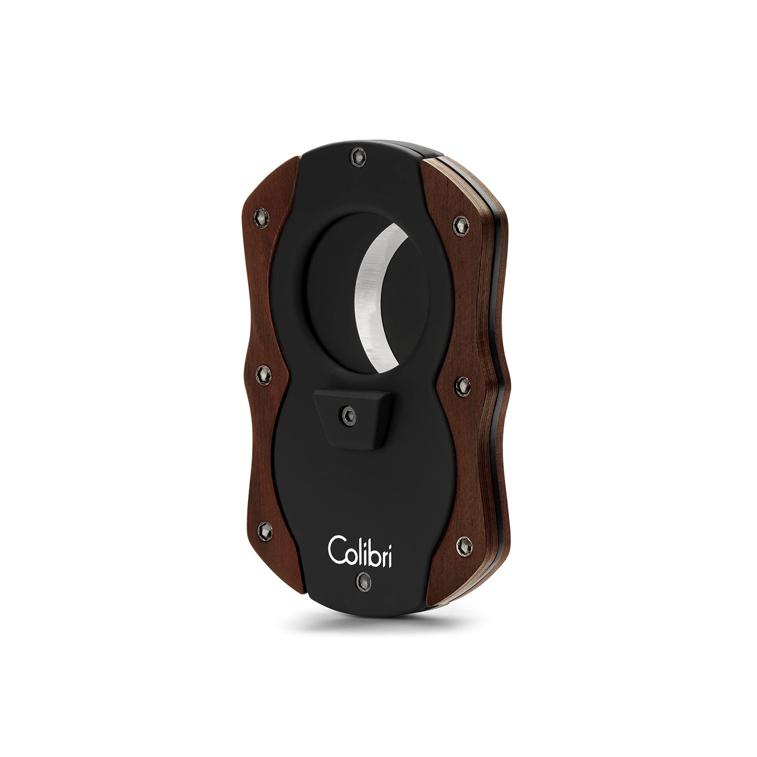 Colibri Cut | Double Guillotine Cigar Cutter| Black with Wood Accents |Spring Loaded Release|Up-to 62 Ring Gauge Cigars| Ergonomic Design | Includes Gift-Box