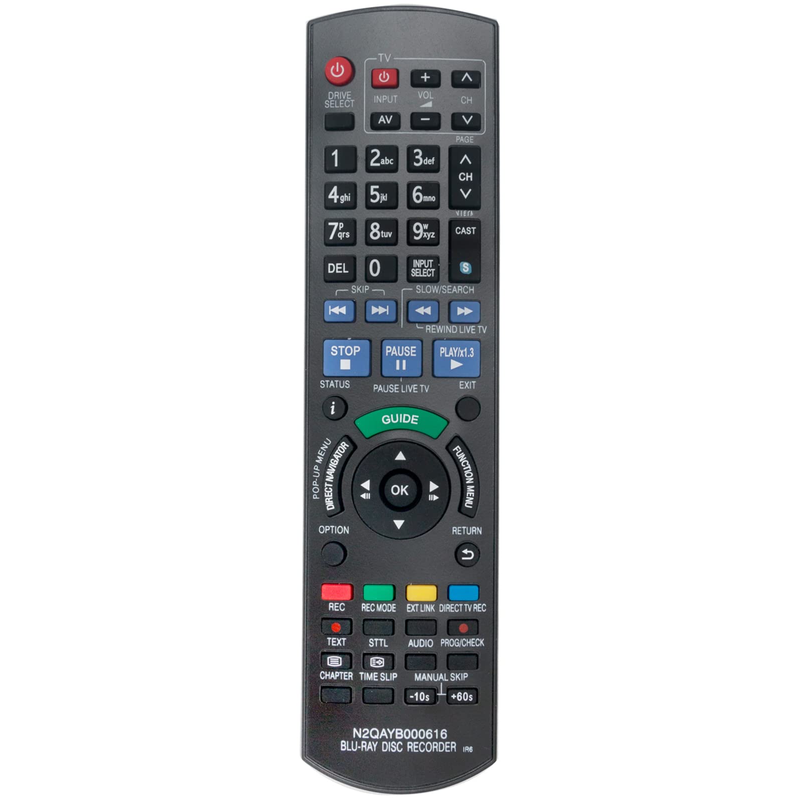 VINABTY N2QAYB000616 Remote Control Compatible with Panasonic Blu-ray Disc Recorder DMR-BST800 DMR-BST700 DMR-BST701 DMR-BWT800 DMR-BST700EG DMR-BWT700EC DMR-BWT700