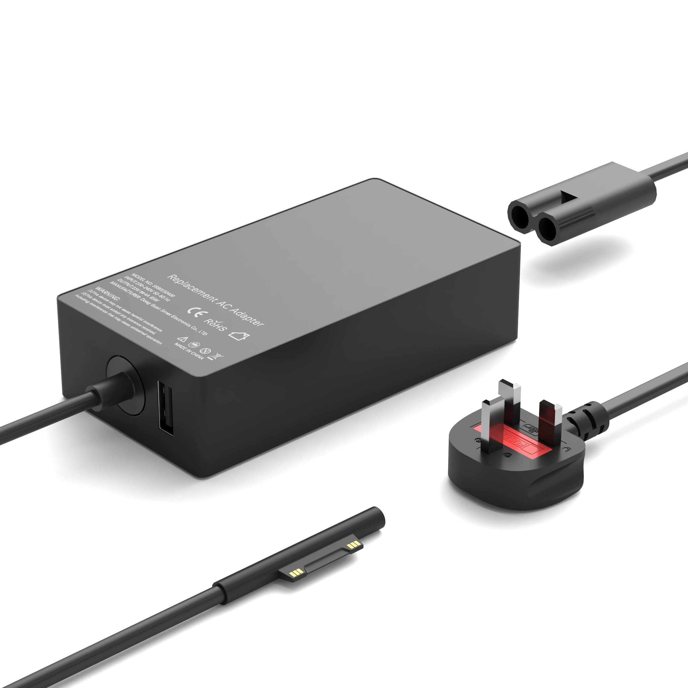 SKOTSLYE 65W Surface Pro Charger Compatible with Microsoft Surface Pro Laptop UK, Surface Pro 8/X/7/6/5/4/3, Surface Go 1/2/3/4, Surface Book 1/2, Windows Surface Laptop