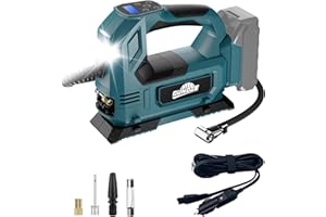 GUNOZE Cordless Tire Inflator Air Compressor for Makita 18V Battery, 150PSI Portable LED Light Handheld Air Pump with Digital Pressure Gauge for Cars Motorcycles Bikes Sport Balls(Battery Not Included)