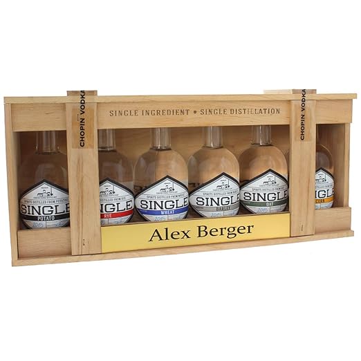 Chopin Vodka SINGLE Ingredient Tasting-Collection in Holz-Kiste mit Ihrer persönlichen Gravur