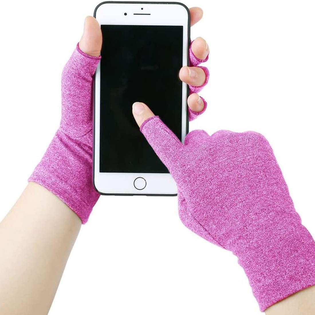SUPERFA 2 works Compression Gloves for Women and Men Bamboo Arthritis Fingerless Gloves for Pain Relief, Purple, S (4 Count) - Image 4