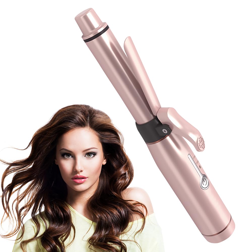 Curling Tong 19mm, USB Rechargeable Ceramic Curling Wand with 2 Adjustable Temperature and Quick Heat, Cordless Portable Travel Curling Tong with Double PTC Heating Element for Long and Short Hair