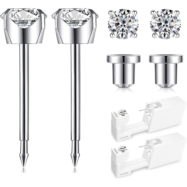 Amazon.com: Long Post Ear Piercing System Earrings Silver