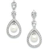 Mariell Pearl Bridal Wedding Earrings for Bride, Pearl Jewelry for Bridesmaid, Prom, Mother of the Bride