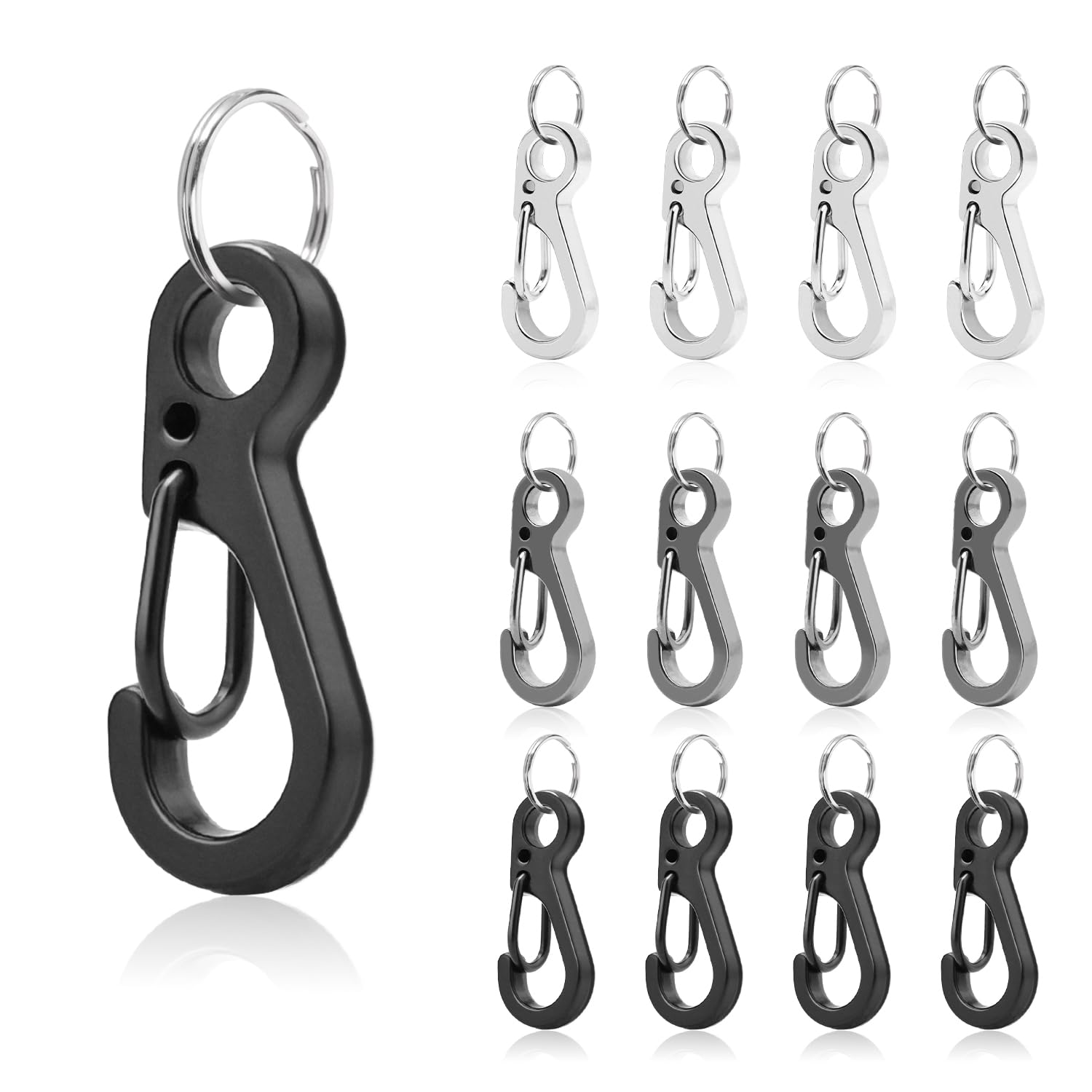 CooBigo 12 Sets Small Carabiner Clip Metal Spring Snap Hooks 1 inch Mini Paracord Hanging Clips for Camera Strap, Flashlight, Key Chain(25mm, 3 Colors)