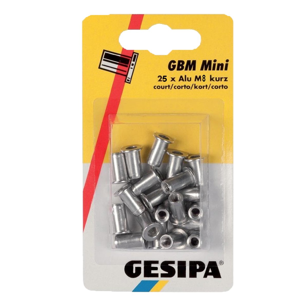 Gesipa 1464837 Blind Rivet Nuts "Polygrip A2" M8x11x20mm of Stainless Steel 25 Pieces, Silver