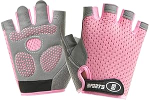 HinyBoeh Kids Cycling-Half-Gloves with Non-Slip - Adjustable-Mesh-Breathable Gel-Biking-Gloves for Boys Girls