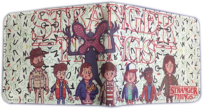 Aierwen STRANGER THINGS Print Short Bi-fold Wallet Unisex Coin Purse Fashion Boys and Girls Pencil Bags