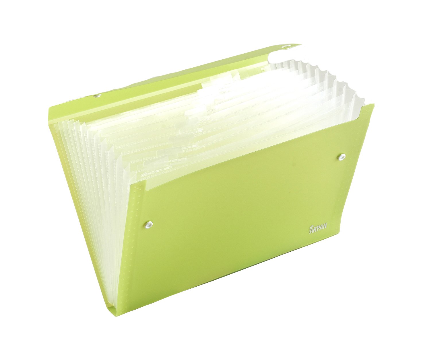 Arpan A4 Expanding File Folder with Gusset Pocket Organiser - Stud Wallet Closer for Home, Work, Office, Business, School, College - Light Green
