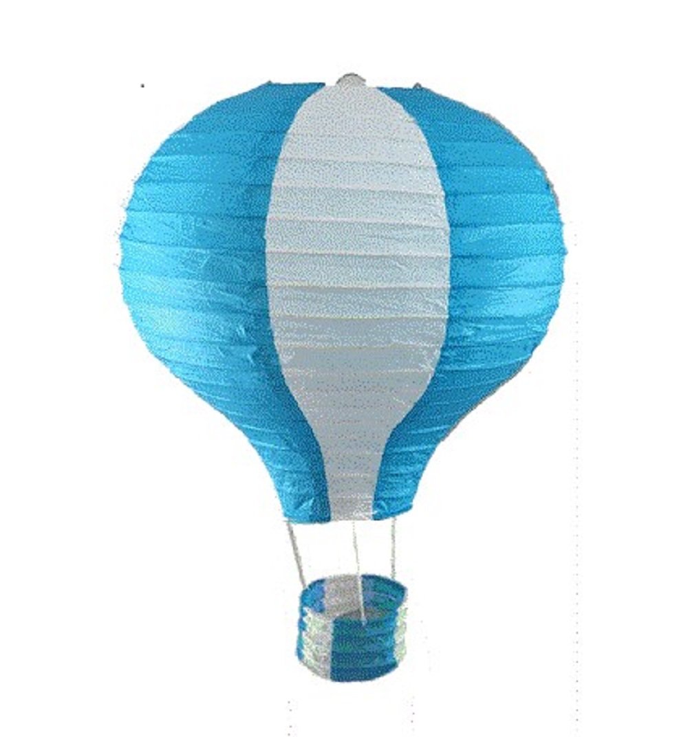 Hot Air Paper Lantern Wedding Party Decoration Craft Lamp Shade (12" (30CM), Light Blue Stripes)