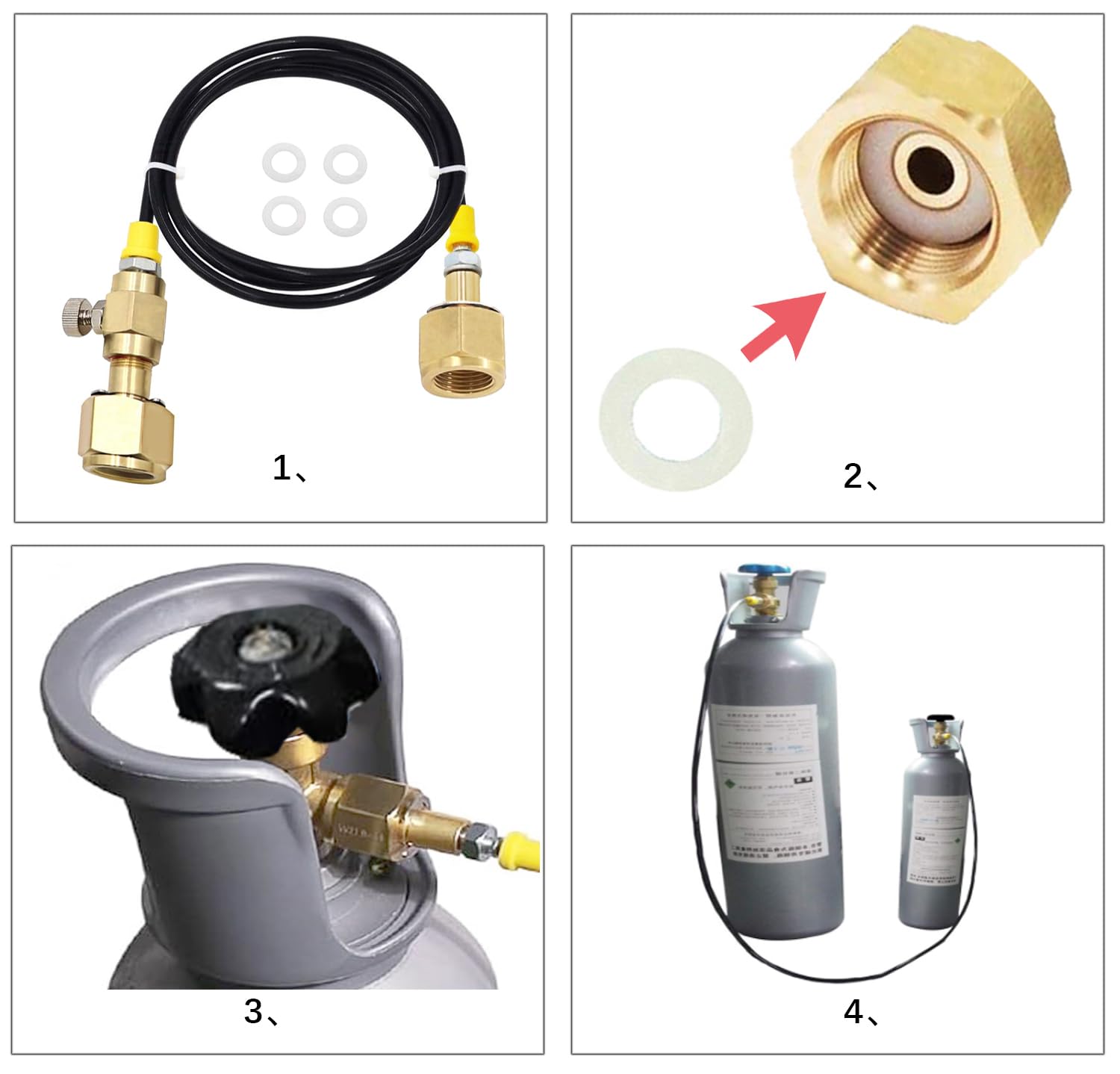 Upgraded CO2 Tank Refill Adaptor Transfer Hose，for large CGA320 CO2 tank filled to the small CGA320 Tank(60 inch)