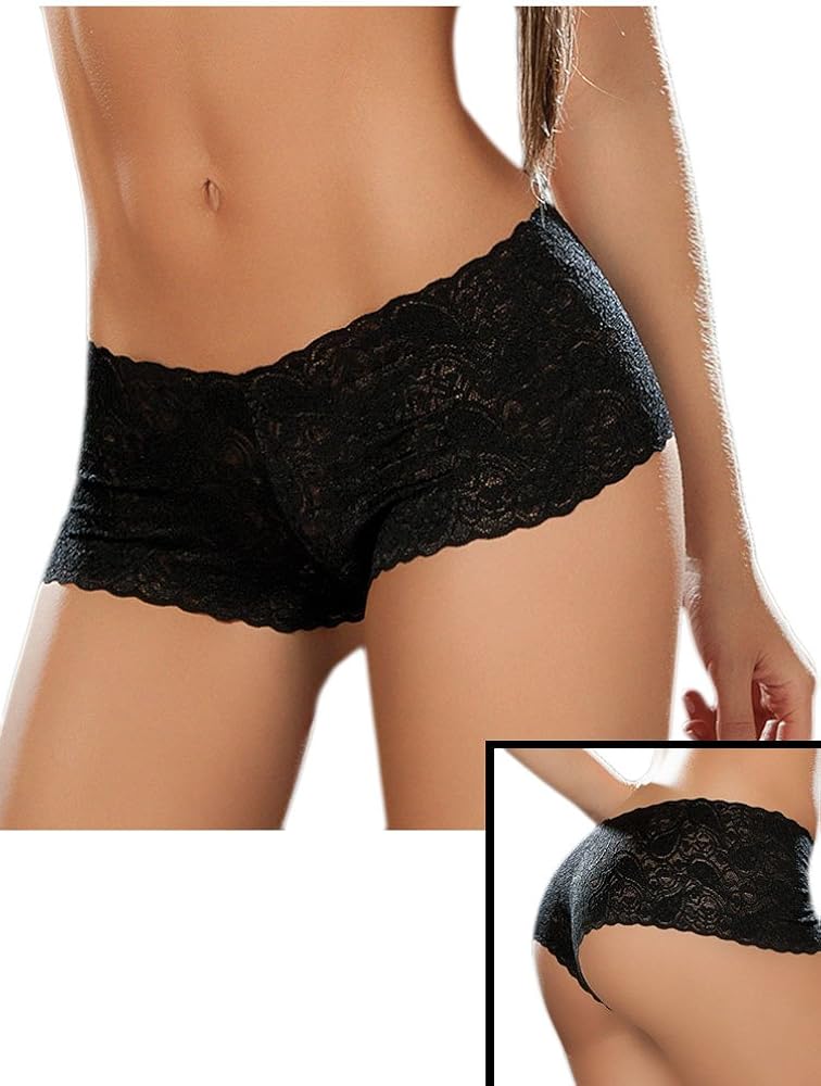 black lace boy shorts