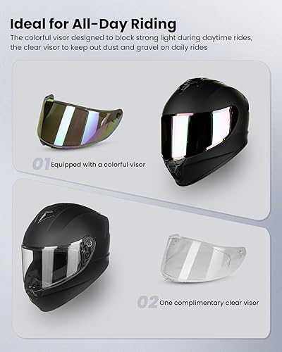 Motorcycle Helmets for Adult Men Women, Full Face Lightweight