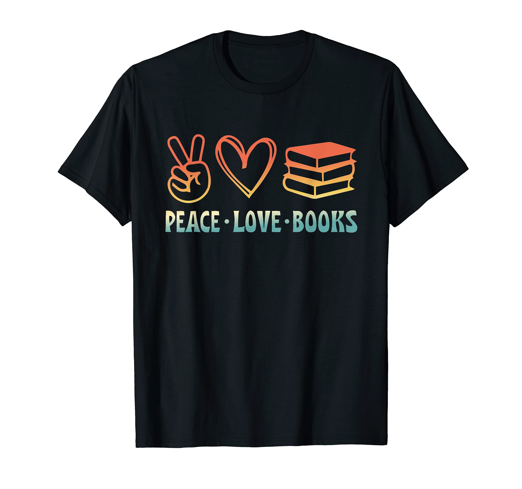 Peace Love Books Symbols Reading Quote Book Lover T-Shirt