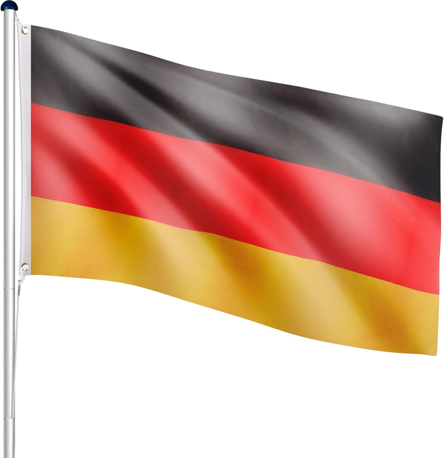 FLAGMASTER® Aluminium Fahnenmast 6,5m + Flagge, 5fach höhenverstellbar, 18 Verschiedene Fahnen zur Wahl, Komplettset