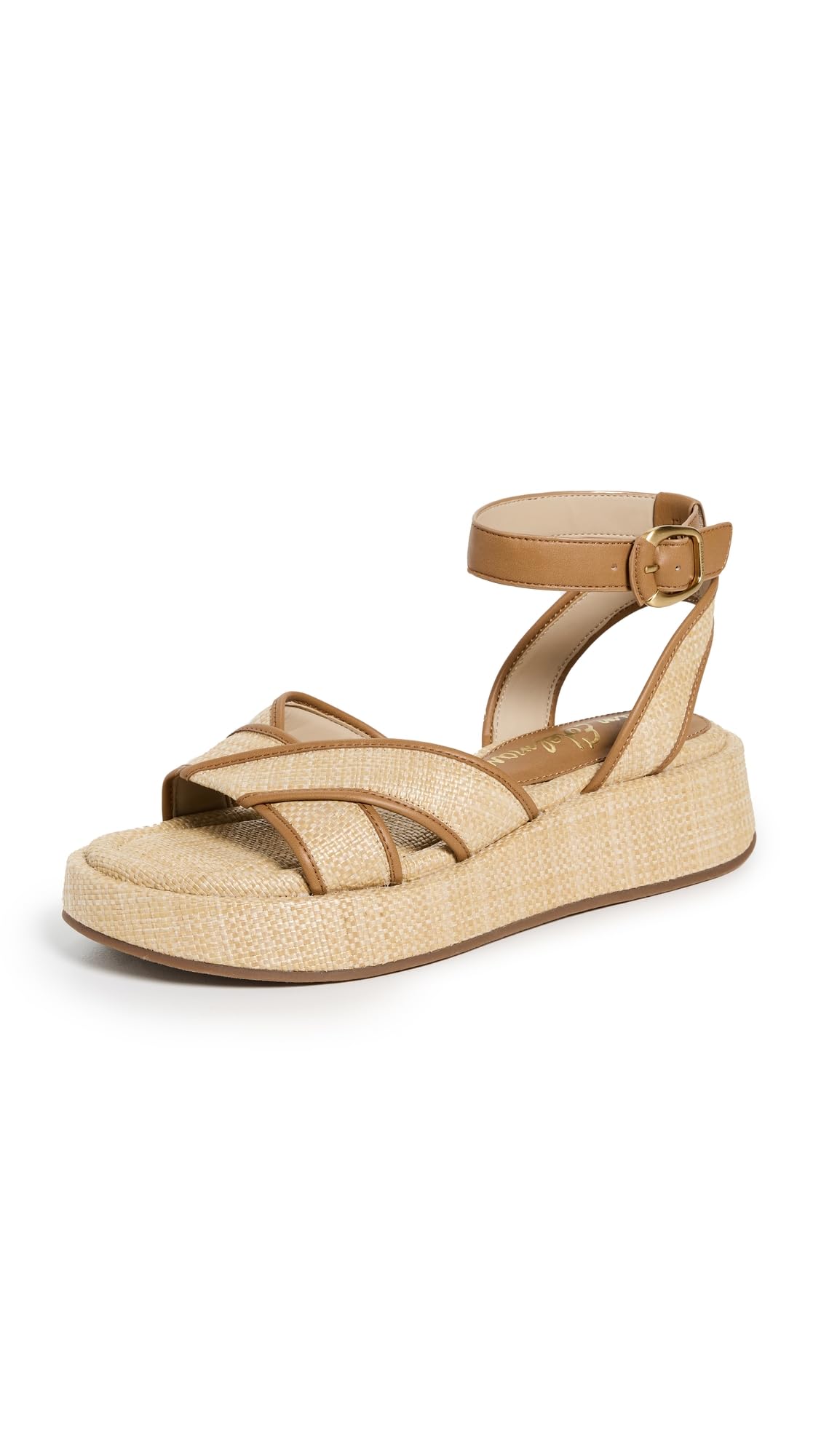 Sam Edelman Women’s Nylie Sandal, Bleached Beechwood/Saddle, 9