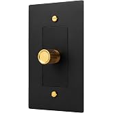 Brass 3 Way Rotary Dimmer Switch - 120V AC - Solid Brass Wall Plate for LED Bulbs - Rotary Dimmer with Knurled Knob - UL Listed Flicker-Free Dimming | Vintage Style Light Control for Home Decor